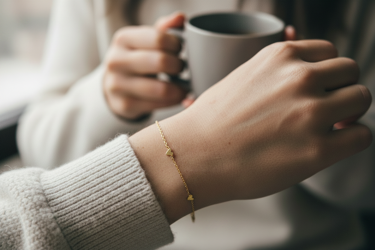 Ett armbånd på modell med te