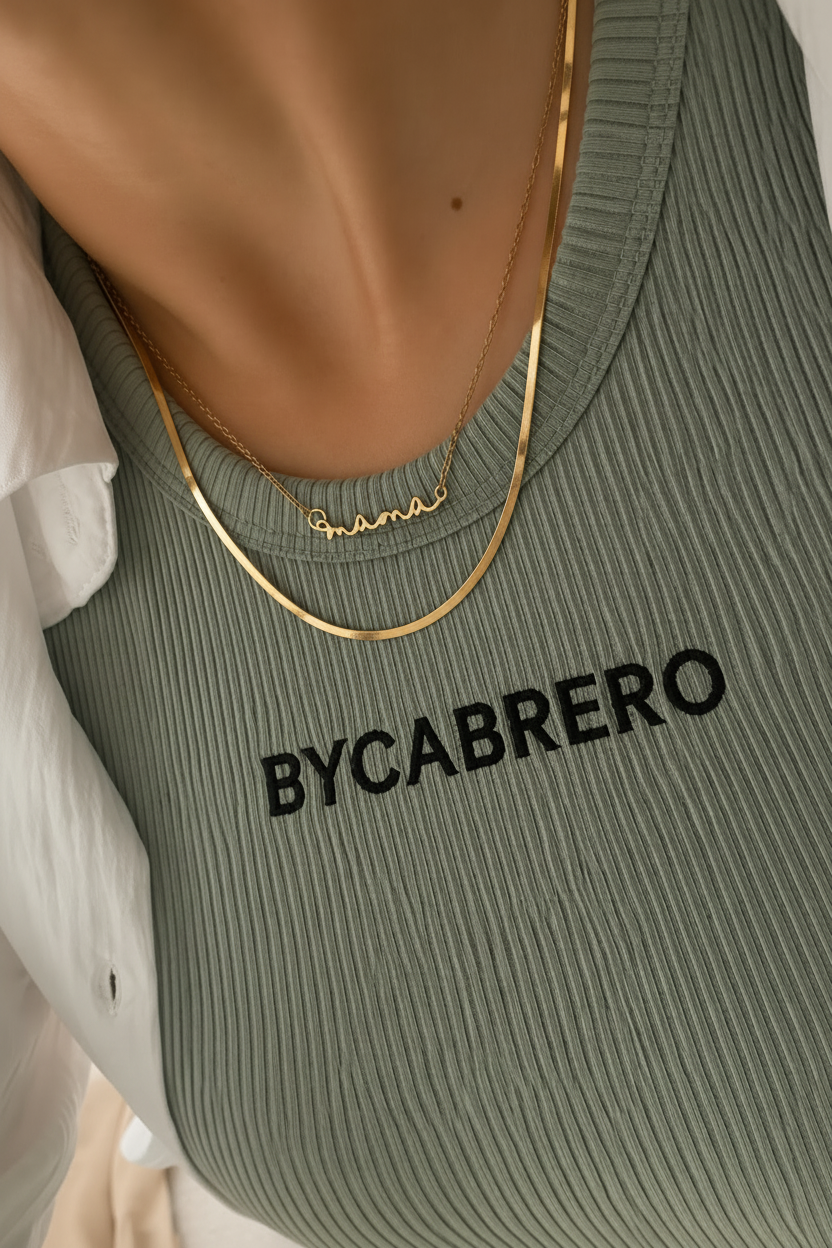 Mama necklace + snake chain + BYCABRERO brodert
